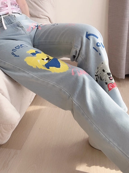 CUTE DOODLE JEANS - PETITEGIRLS 小个子定制款