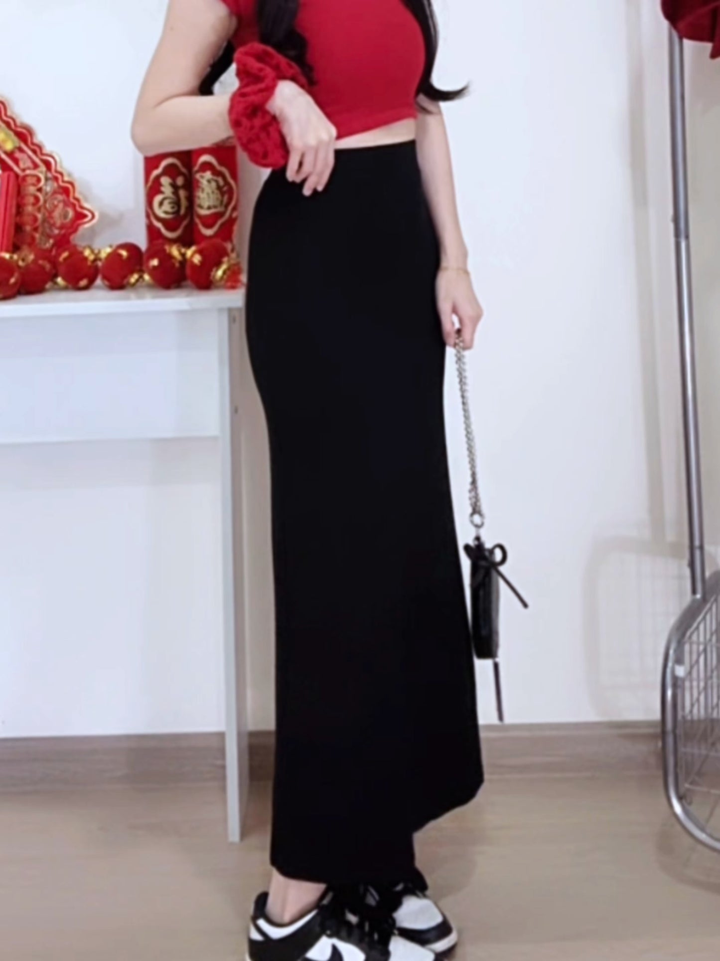 SLEEK VISCOSE PENCIL SKIRT - PETITEGIRLS 小个子定制款