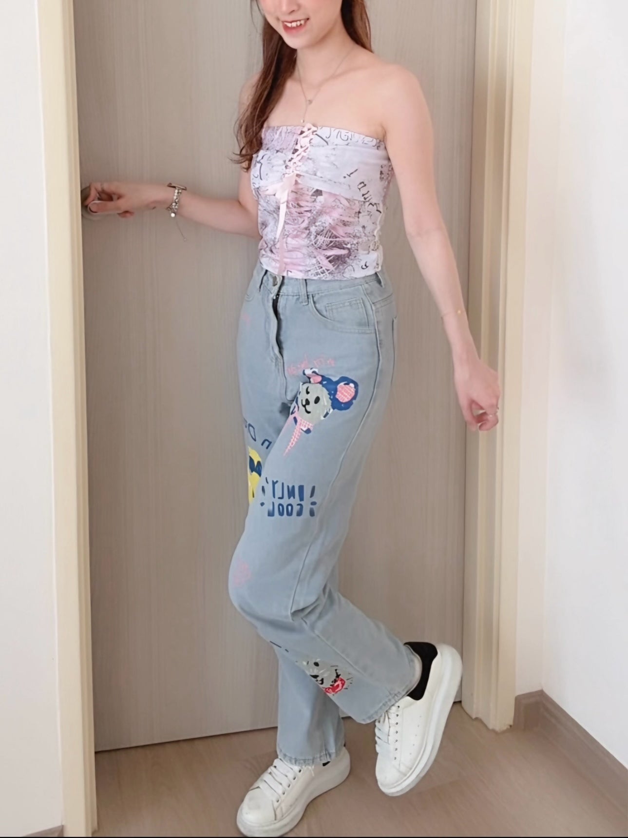 CUTE DOODLE JEANS - PETITEGIRLS 小个子定制款