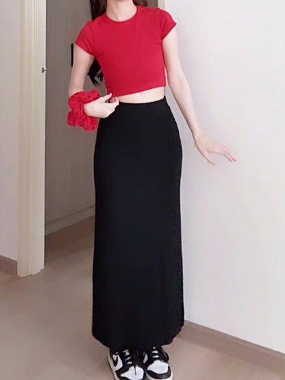 SLEEK VISCOSE PENCIL SKIRT - PETITEGIRLS 小个子定制款