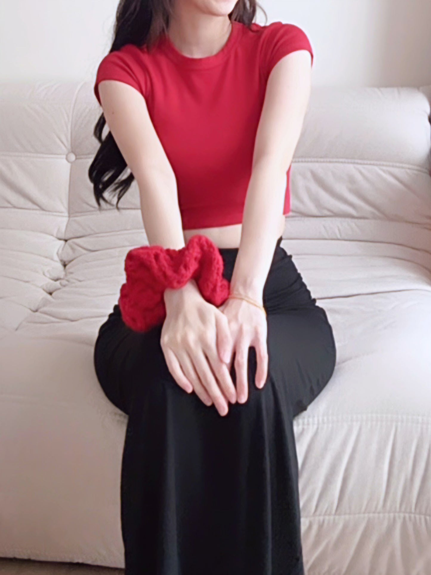 CHIC SHORT CROP TEE - RED