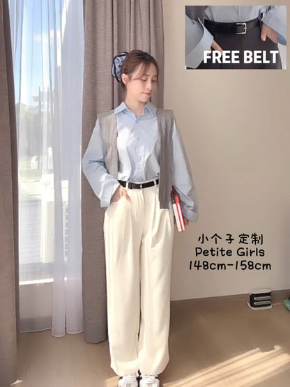 MINIMALIST BEIGE SUIT PANTS - PETITEGIRLS 小个子定制款