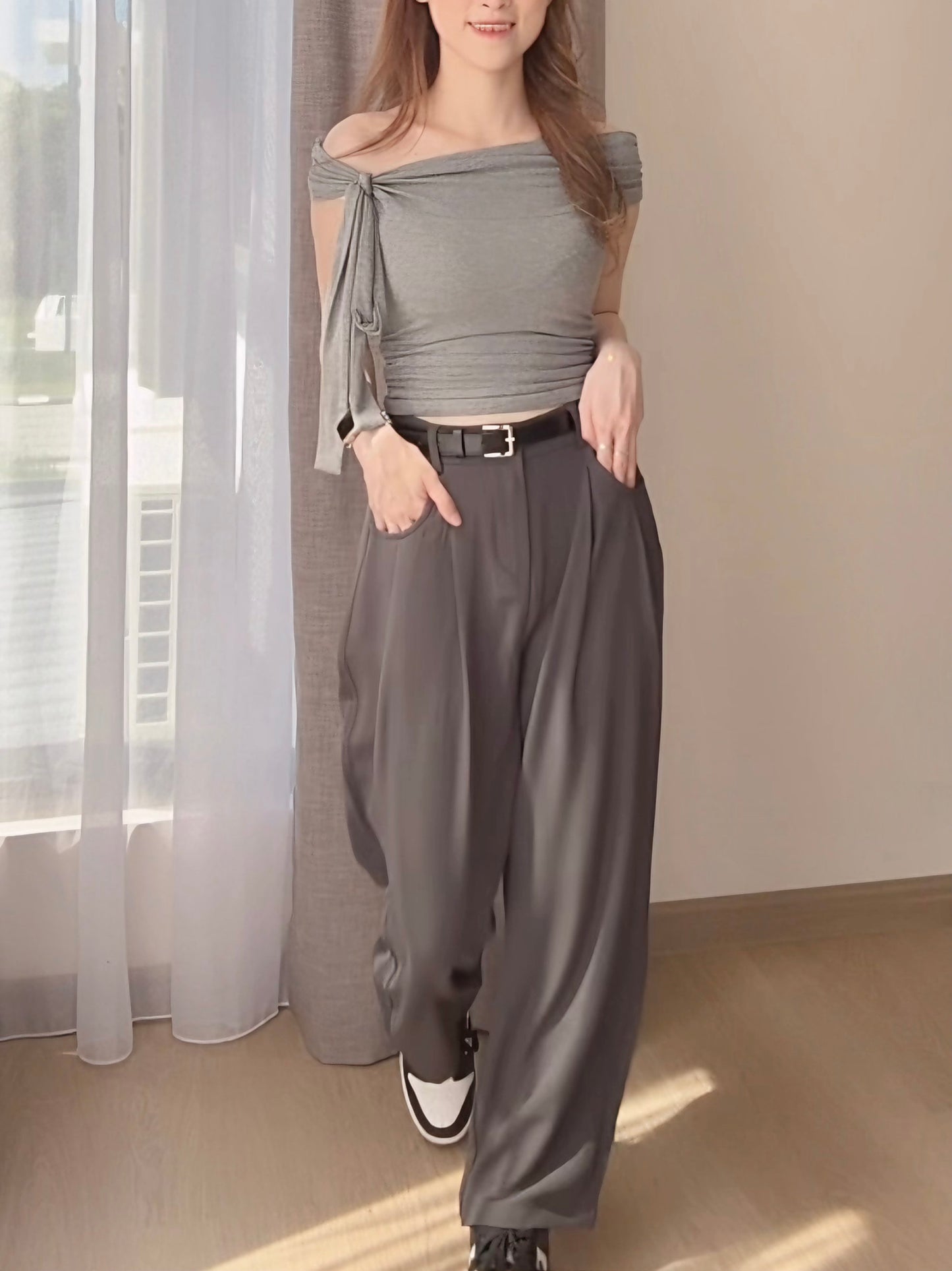 MINIMALIST GRAY SUIT PANTS - PETITEGIRLS 小个子定制款