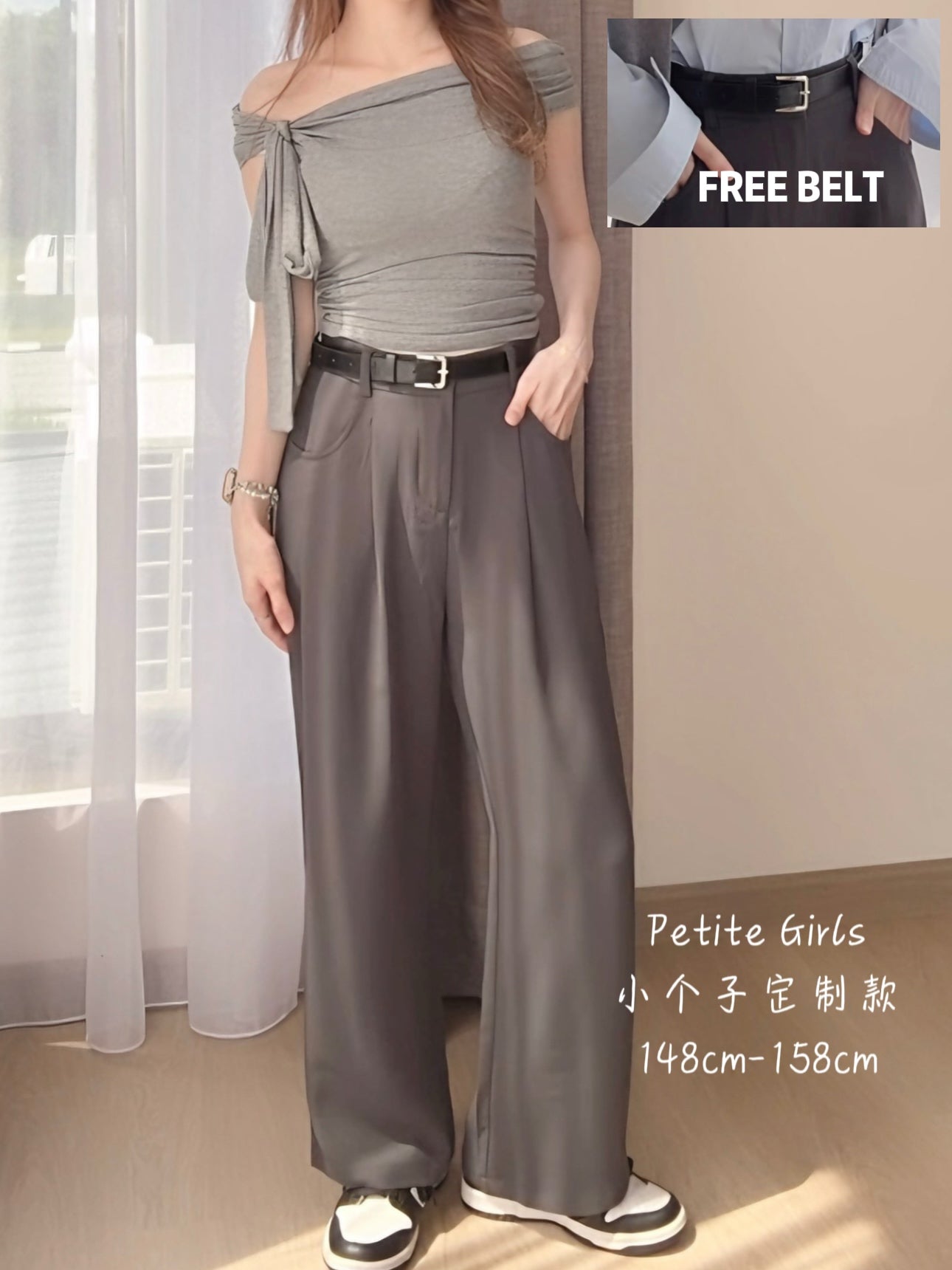 MINIMALIST GRAY SUIT PANTS - PETITEGIRLS 小个子定制款