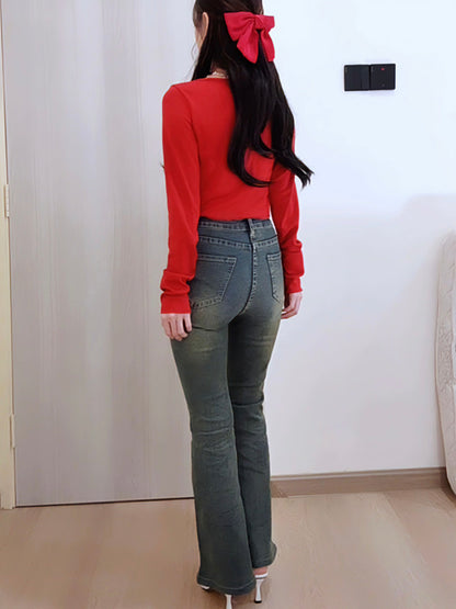 VINTAGE BLUE FLARED JEANS- PETITEGIRLS 小个子定制款