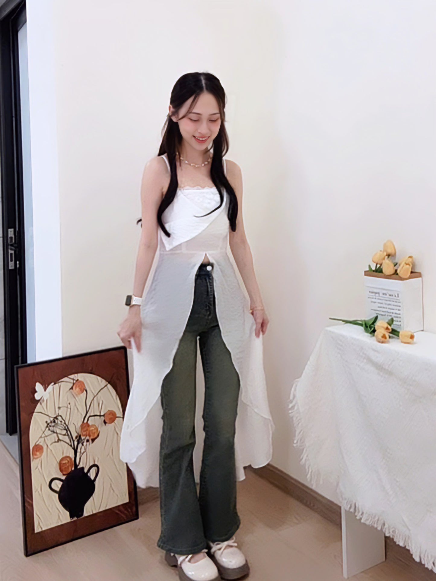 AURORA ASYMMETRIC CHIFFON CAMI
