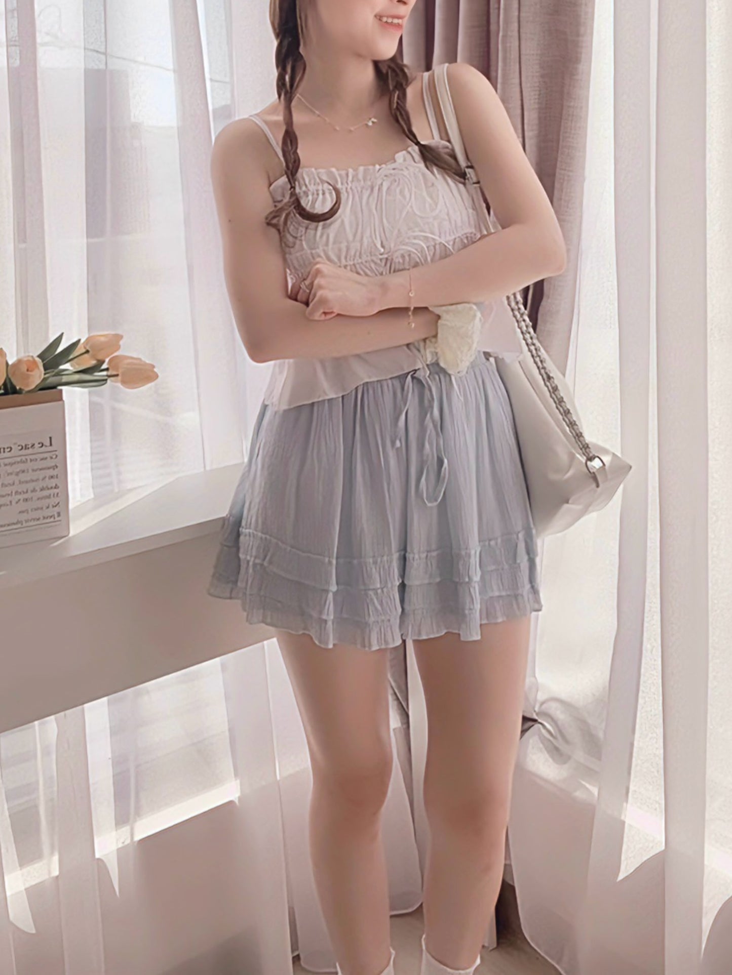 SALT BLUE FLOWY SKORT