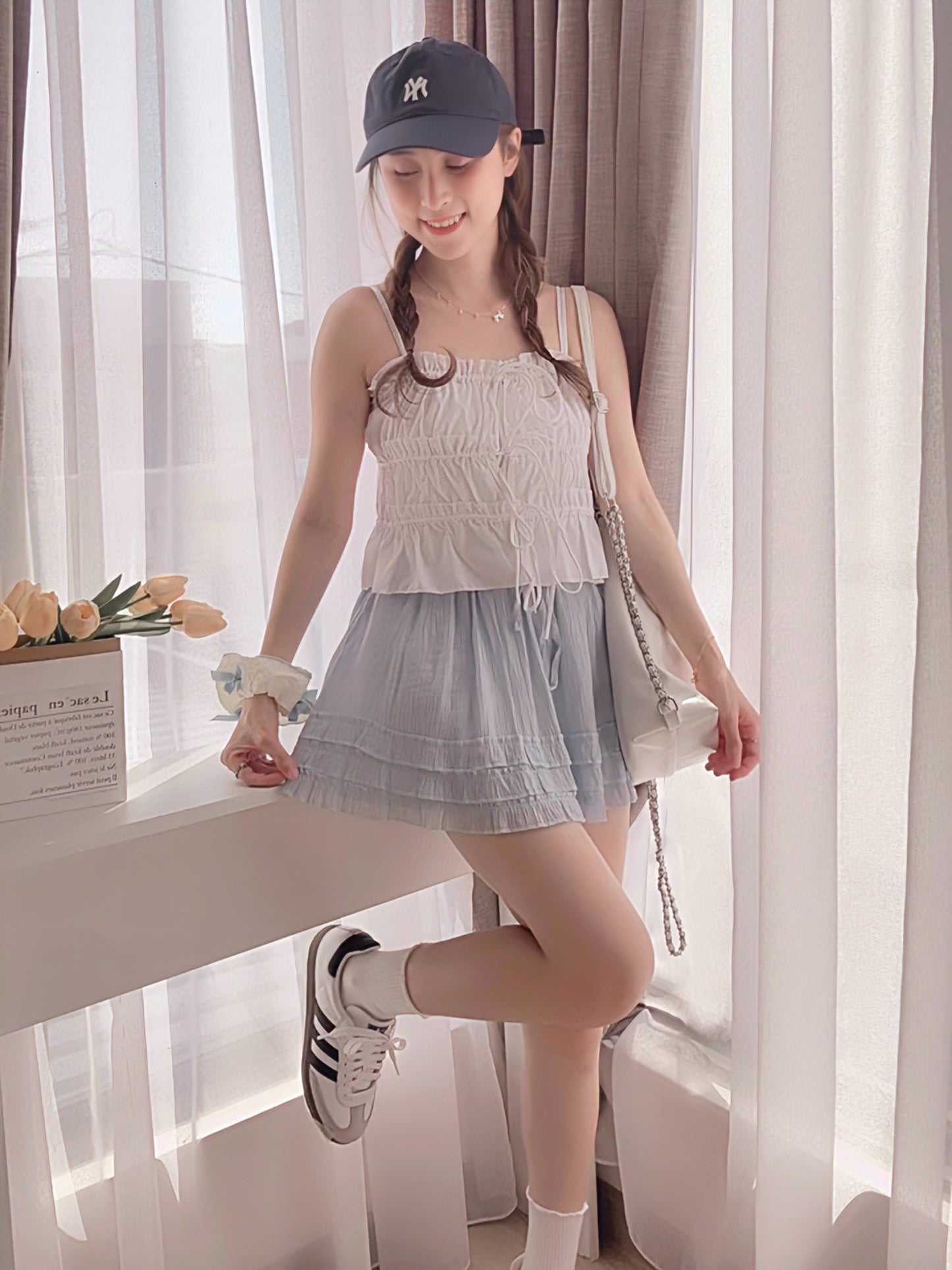 SALT BLUE FLOWY SKORT