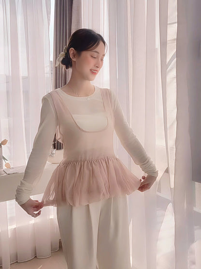 ROMANTIC BLUSH SHEER TOP