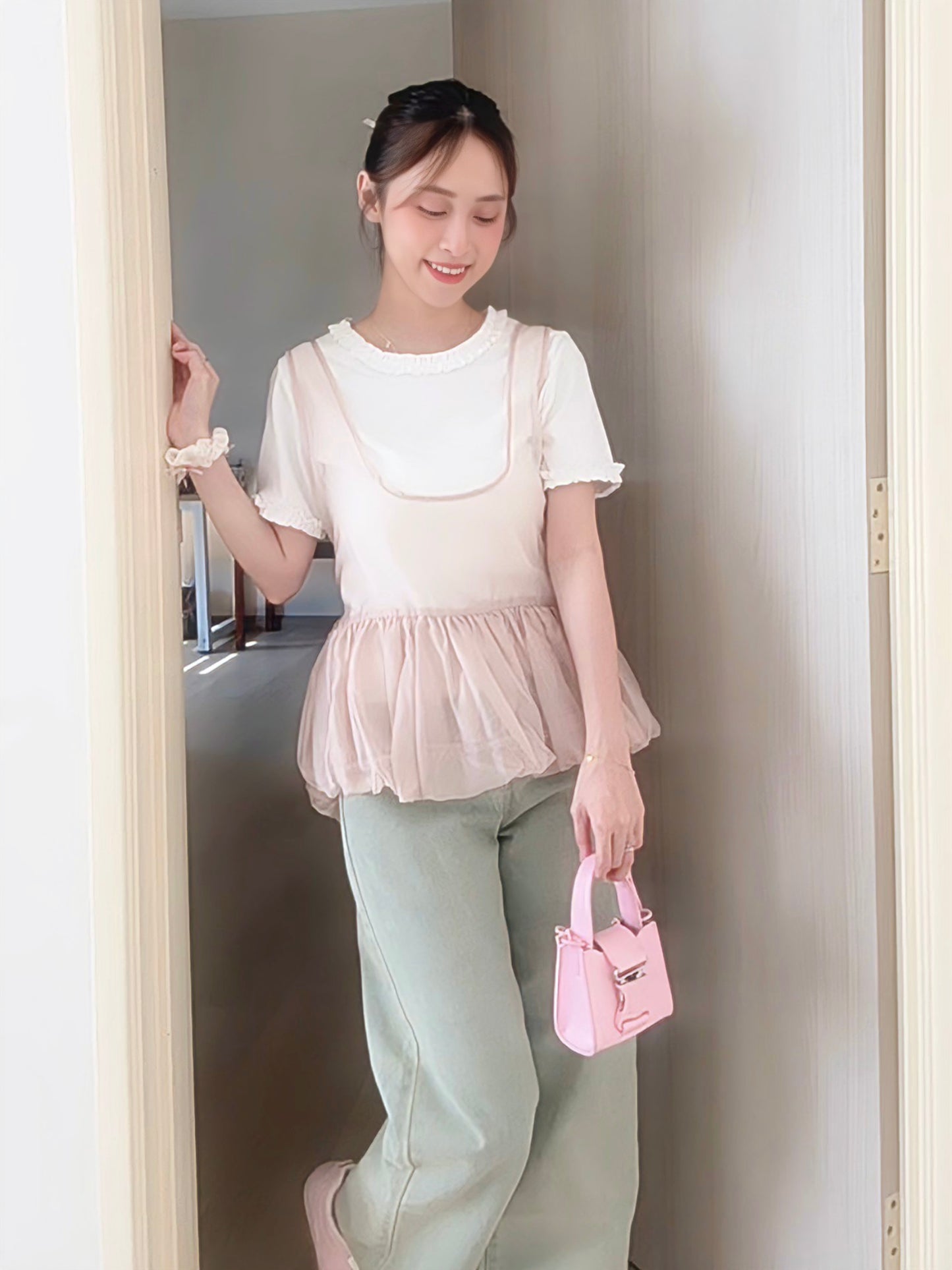 ROMANTIC BLUSH SHEER TOP