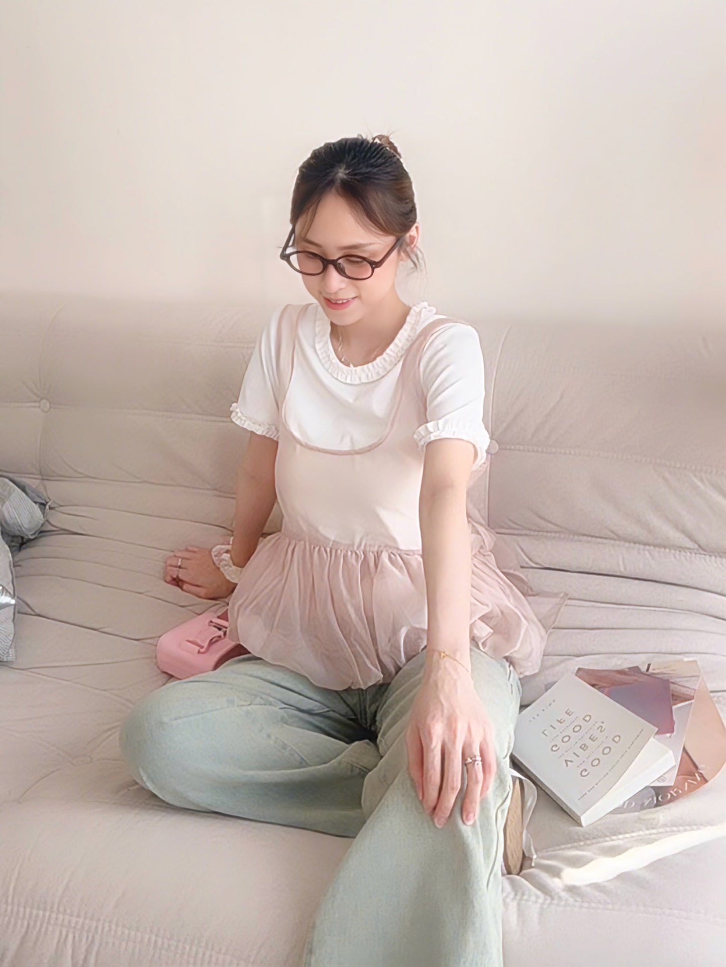 ROMANTIC BLUSH SHEER TOP