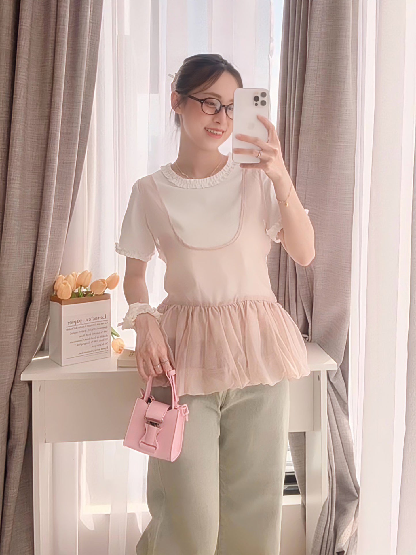 ROMANTIC BLUSH SHEER TOP