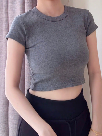 CHIC SHORT CROP TEE - GREY