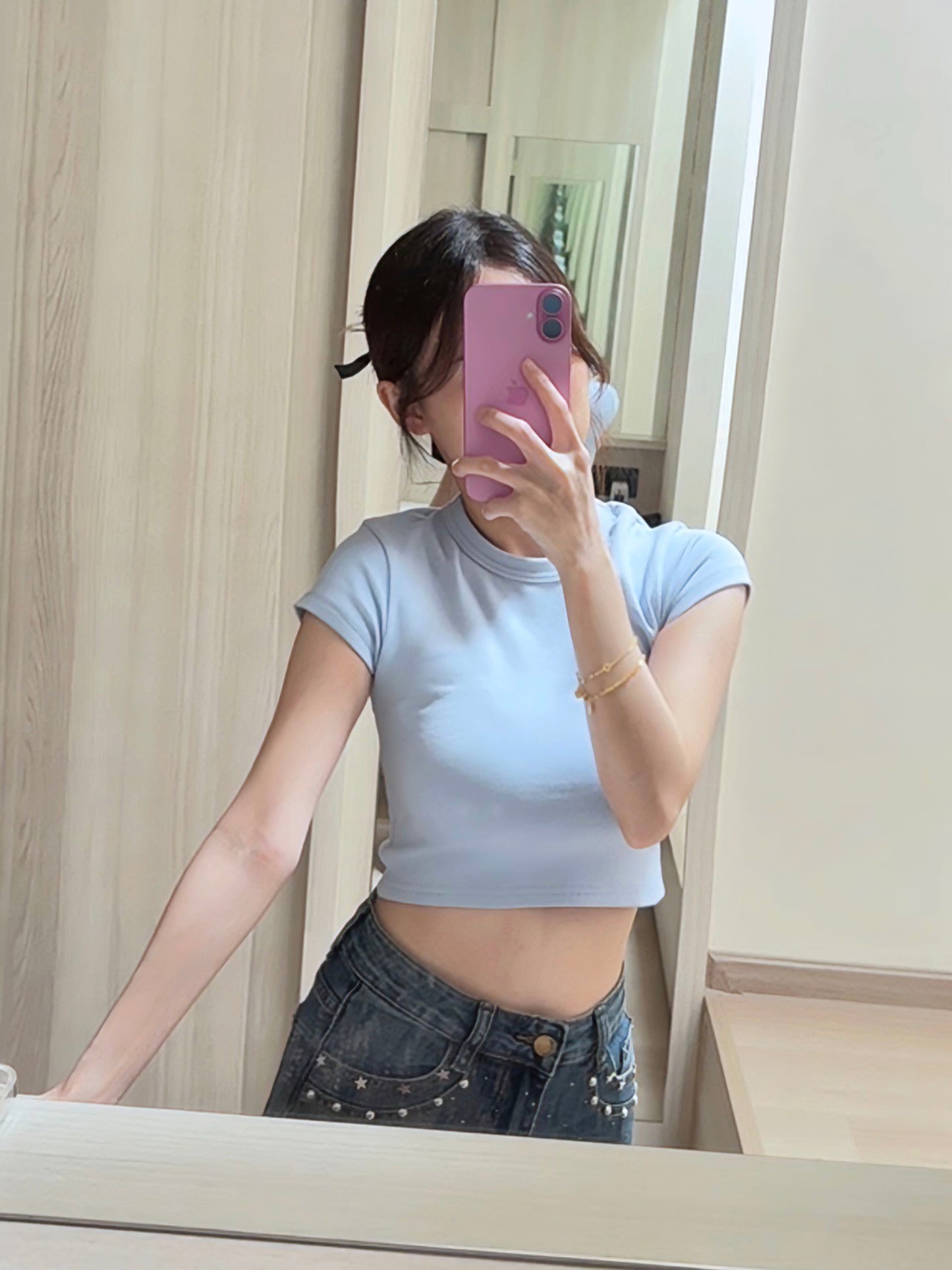 CHIC SHORT CROP TEE - BLUE