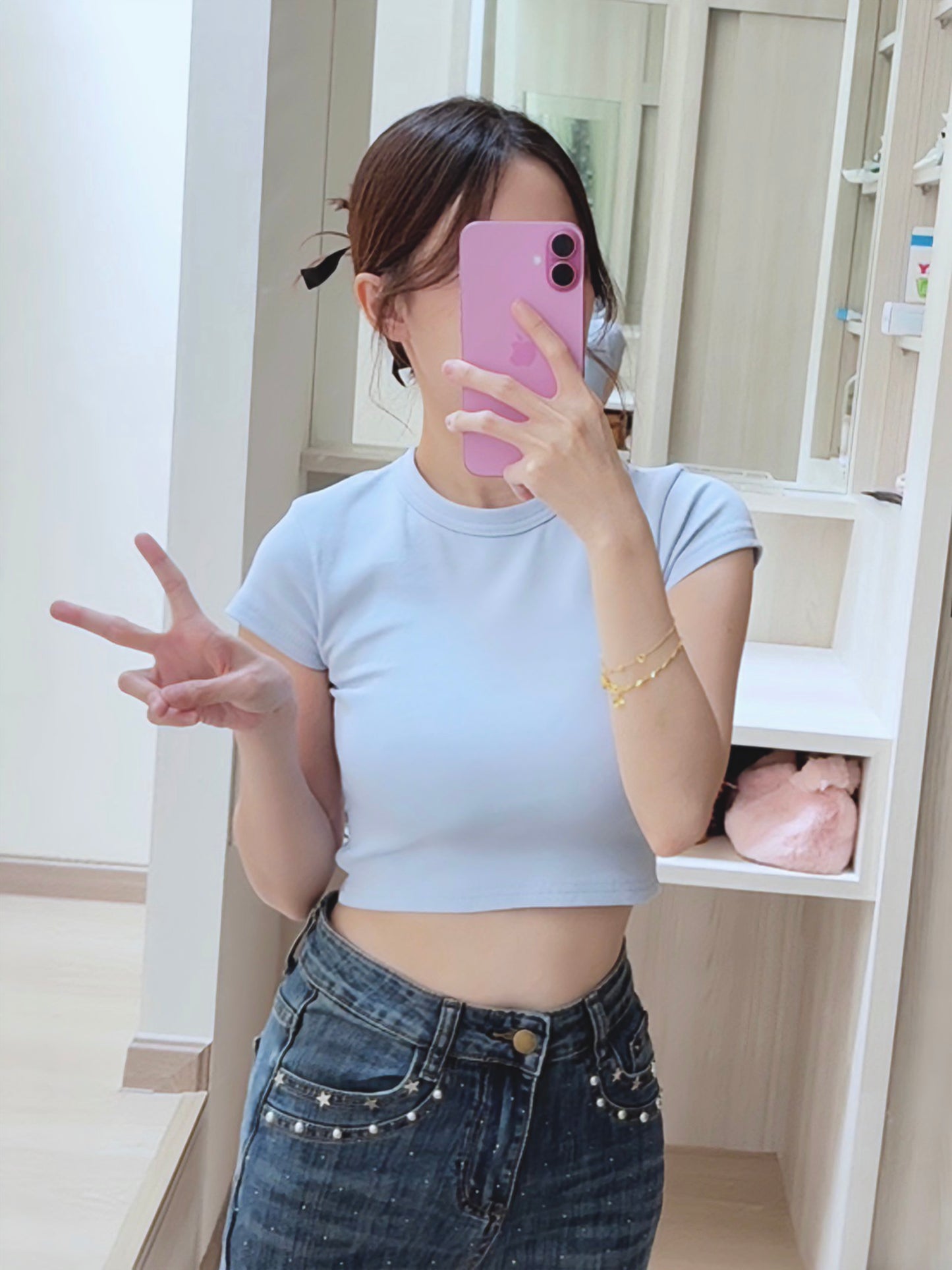 CHIC SHORT CROP TEE - BLUE
