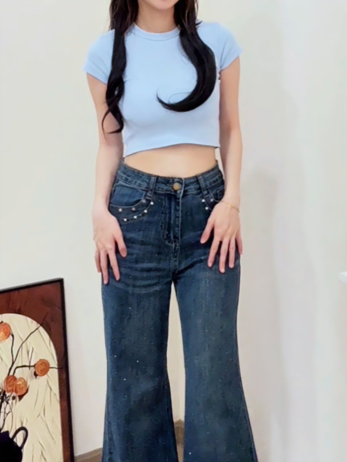 CHIC SHORT CROP TEE - BLUE
