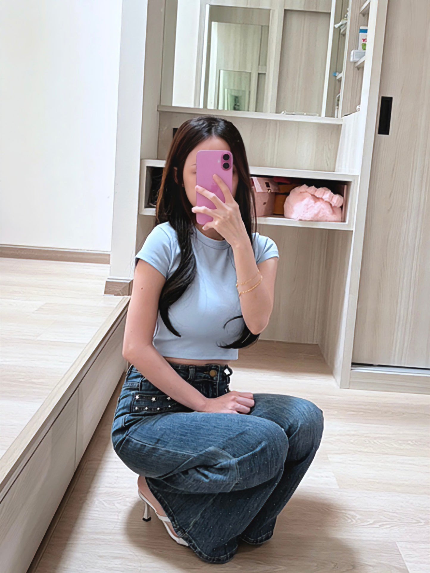 CHIC SHORT CROP TEE - BLUE