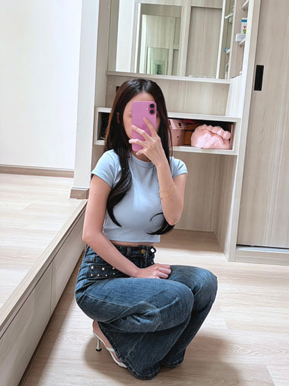 CHIC SHORT CROP TEE - BLUE