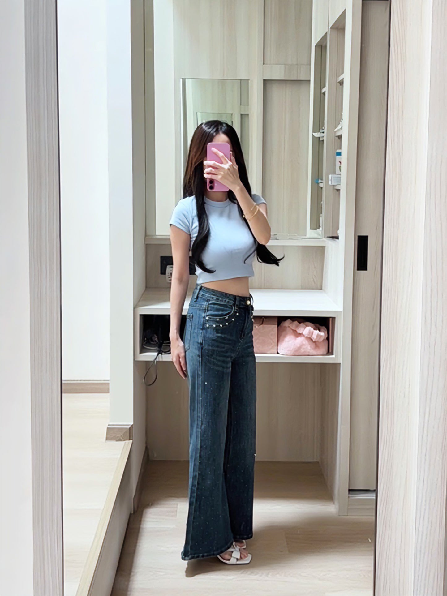 CHIC SHORT CROP TEE - BLUE