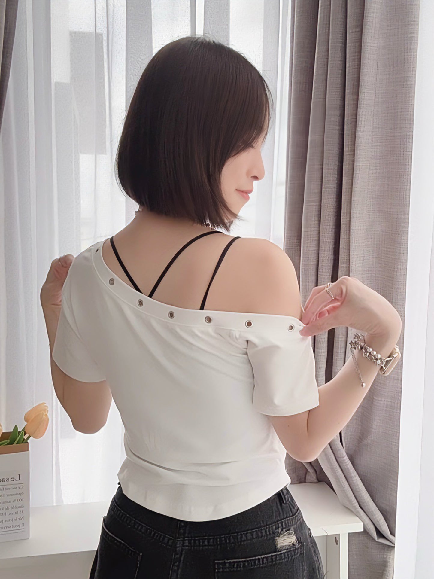 OFF-SHOULDER 2-PIECE TOP SET / FREE INNER CAMI