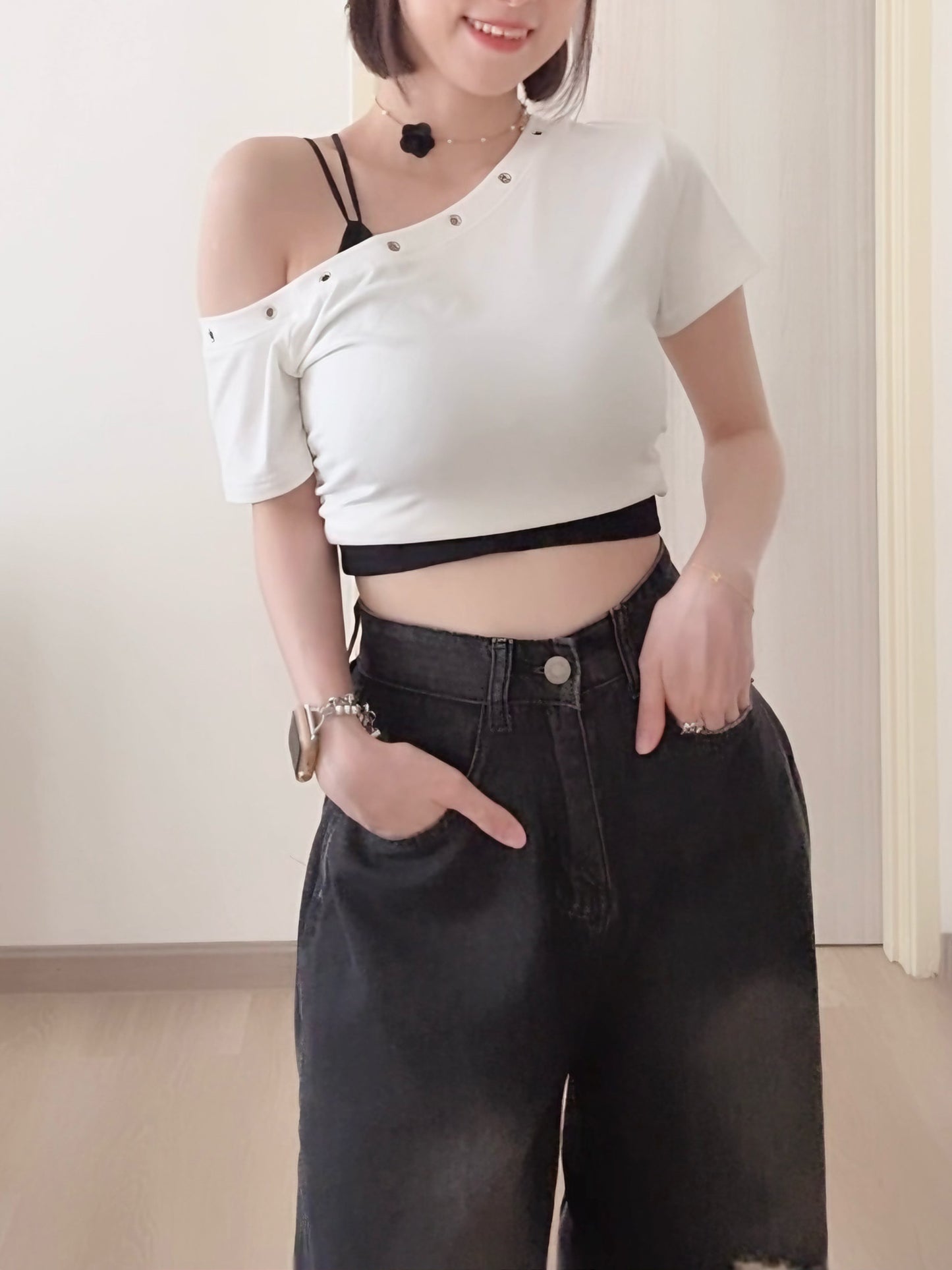 OFF-SHOULDER 2-PIECE TOP SET / FREE INNER CAMI
