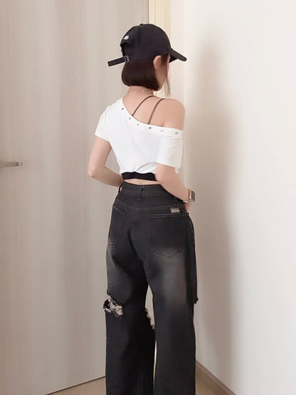 OFF-SHOULDER 2-PIECE TOP SET / FREE INNER CAMI