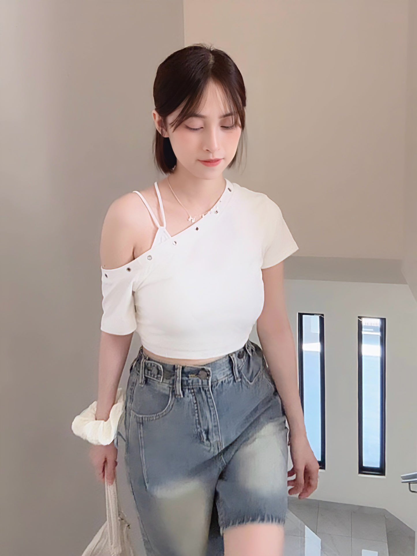 OFF-SHOULDER 2-PIECE TOP SET / FREE INNER CAMI