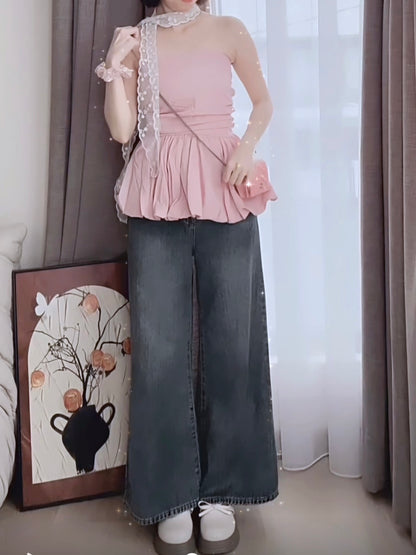 SOFT BAGGY BLUE JEANS - PETITEGIRLS 小个子定制款