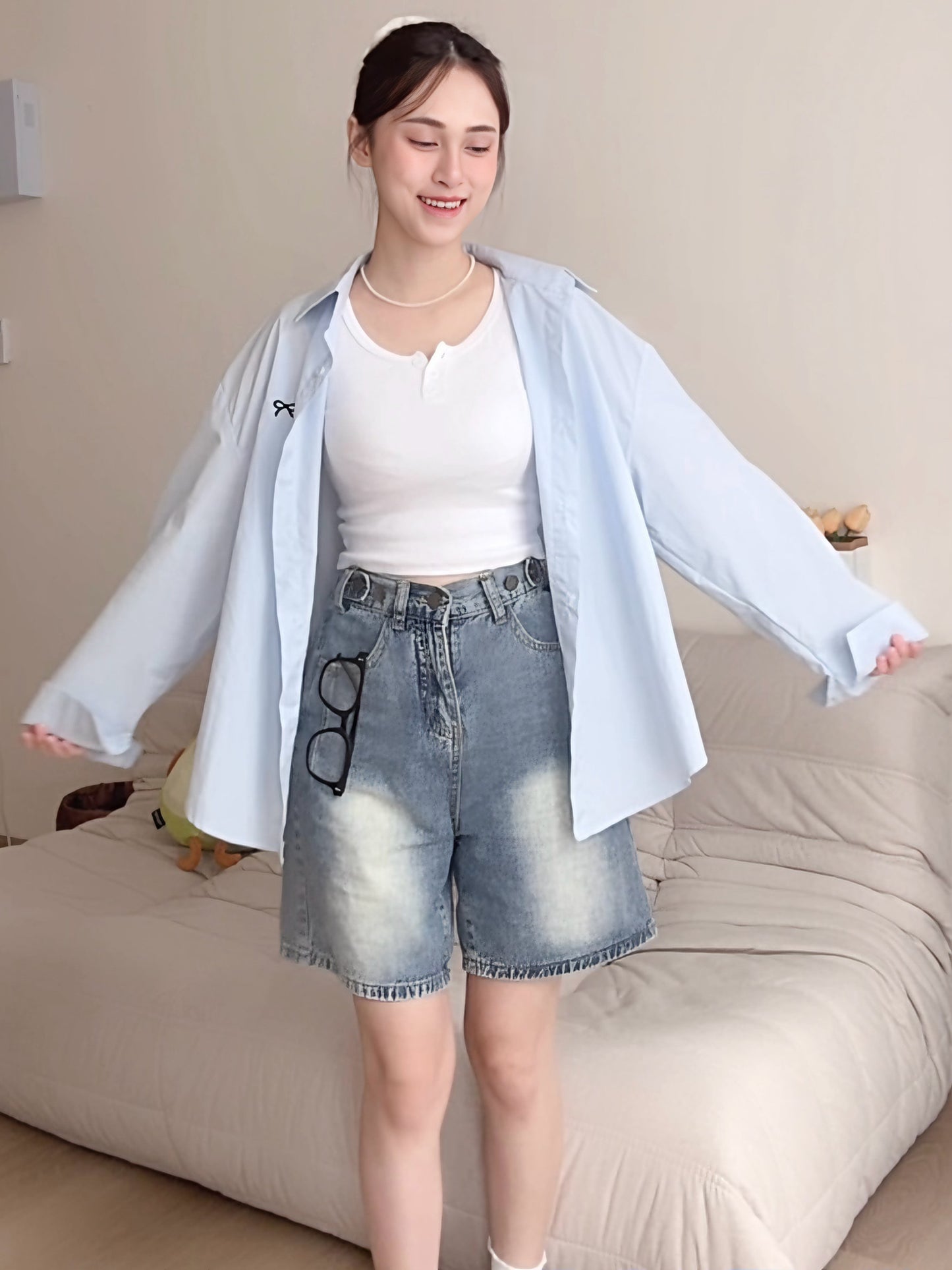 CASUAL DENIM SHORTS- PETITEGIRLS 小个子定制款