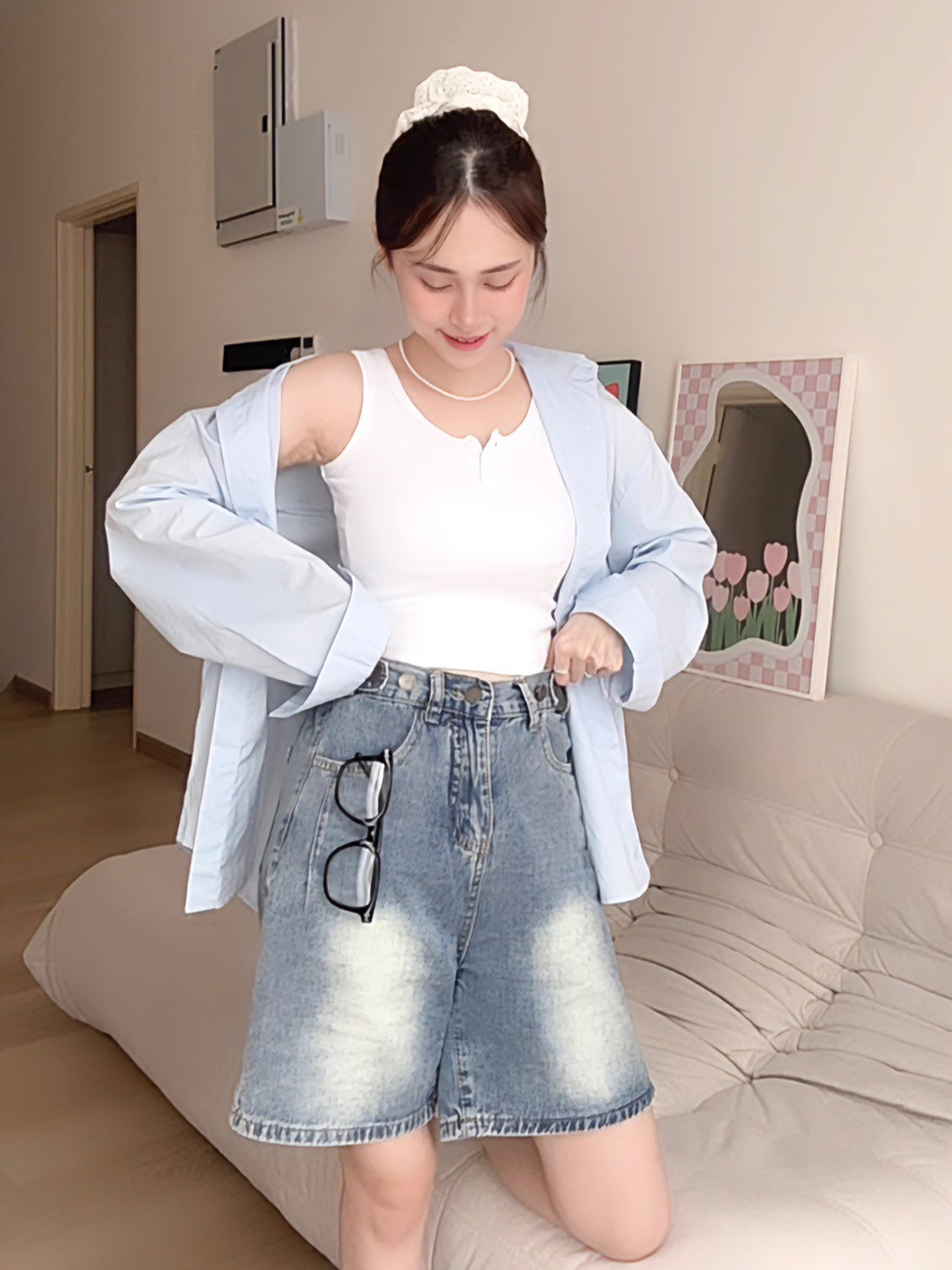 CASUAL DENIM SHORTS- PETITEGIRLS 小个子定制款