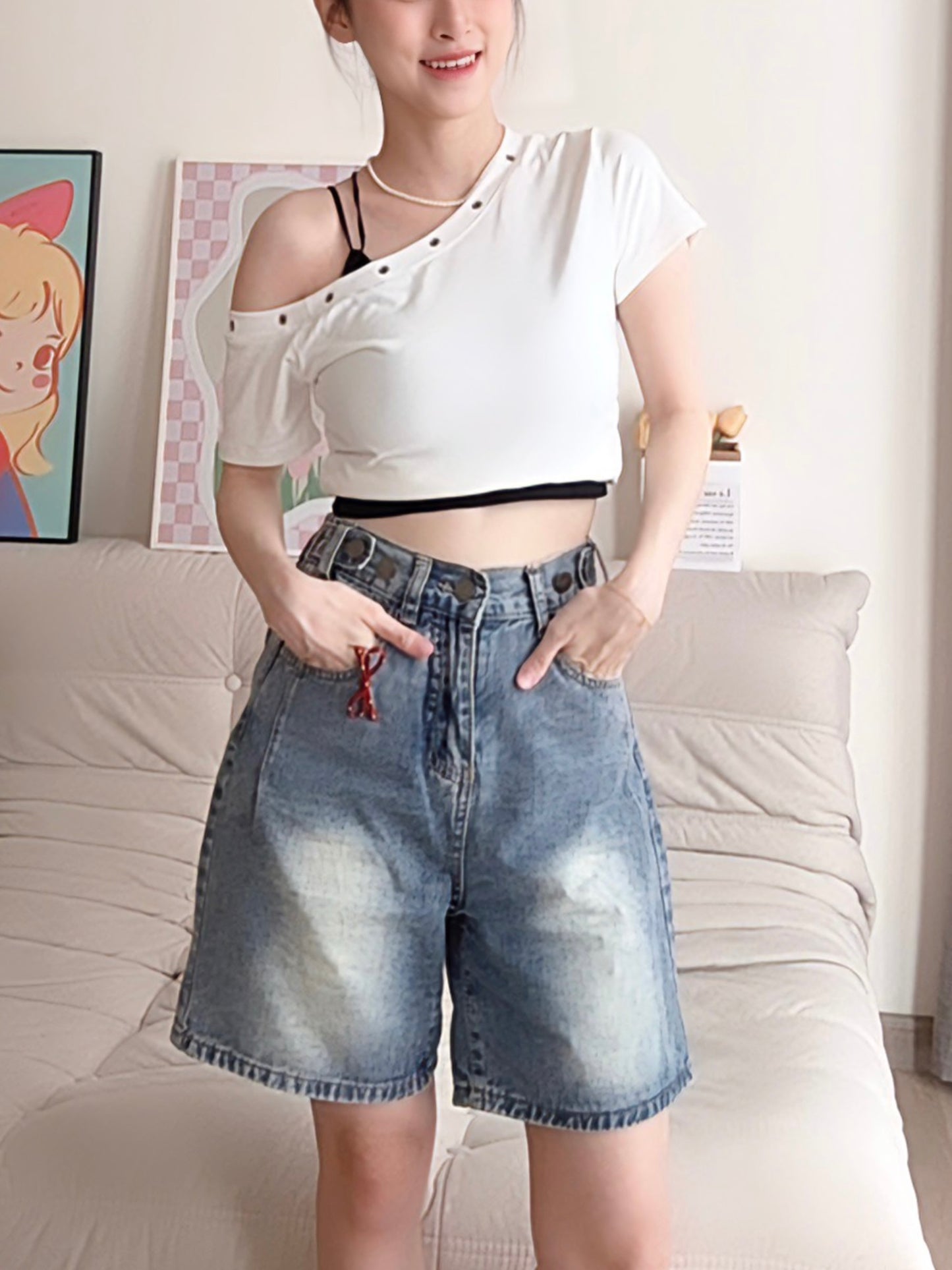 CASUAL DENIM SHORTS- PETITEGIRLS 小个子定制款