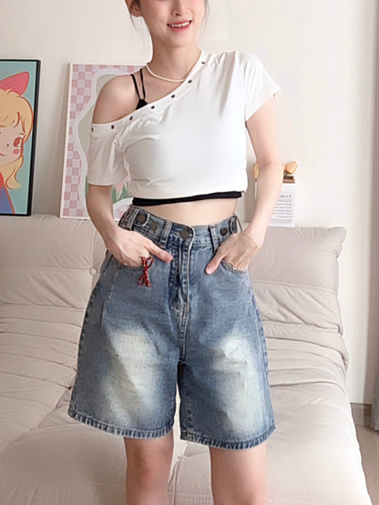 CASUAL DENIM SHORTS- PETITEGIRLS 小个子定制款