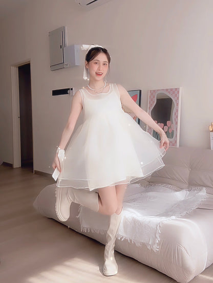 DREAMY IVORY BOW MINI DRESS- PETITEGIRLS 小个子定制款