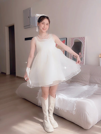 DREAMY IVORY BOW MINI DRESS- PETITEGIRLS 小个子定制款