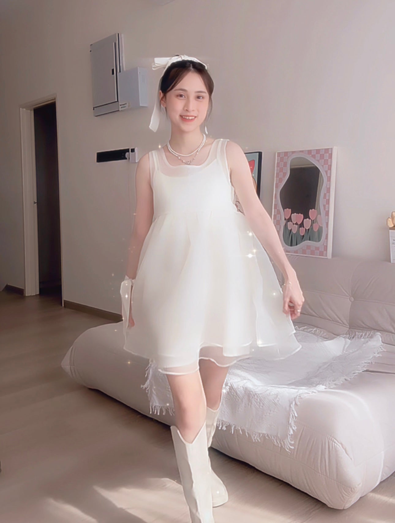 DREAMY IVORY BOW MINI DRESS- PETITEGIRLS 小个子定制款