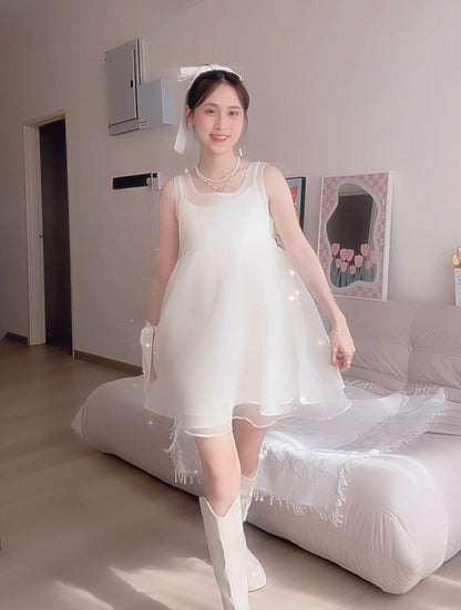 DREAMY IVORY BOW MINI DRESS- PETITEGIRLS 小个子定制款