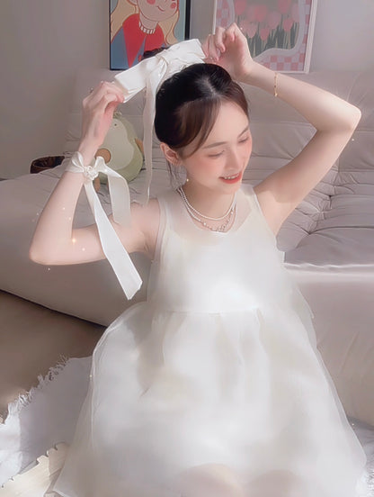 DREAMY IVORY BOW MINI DRESS- PETITEGIRLS 小个子定制款