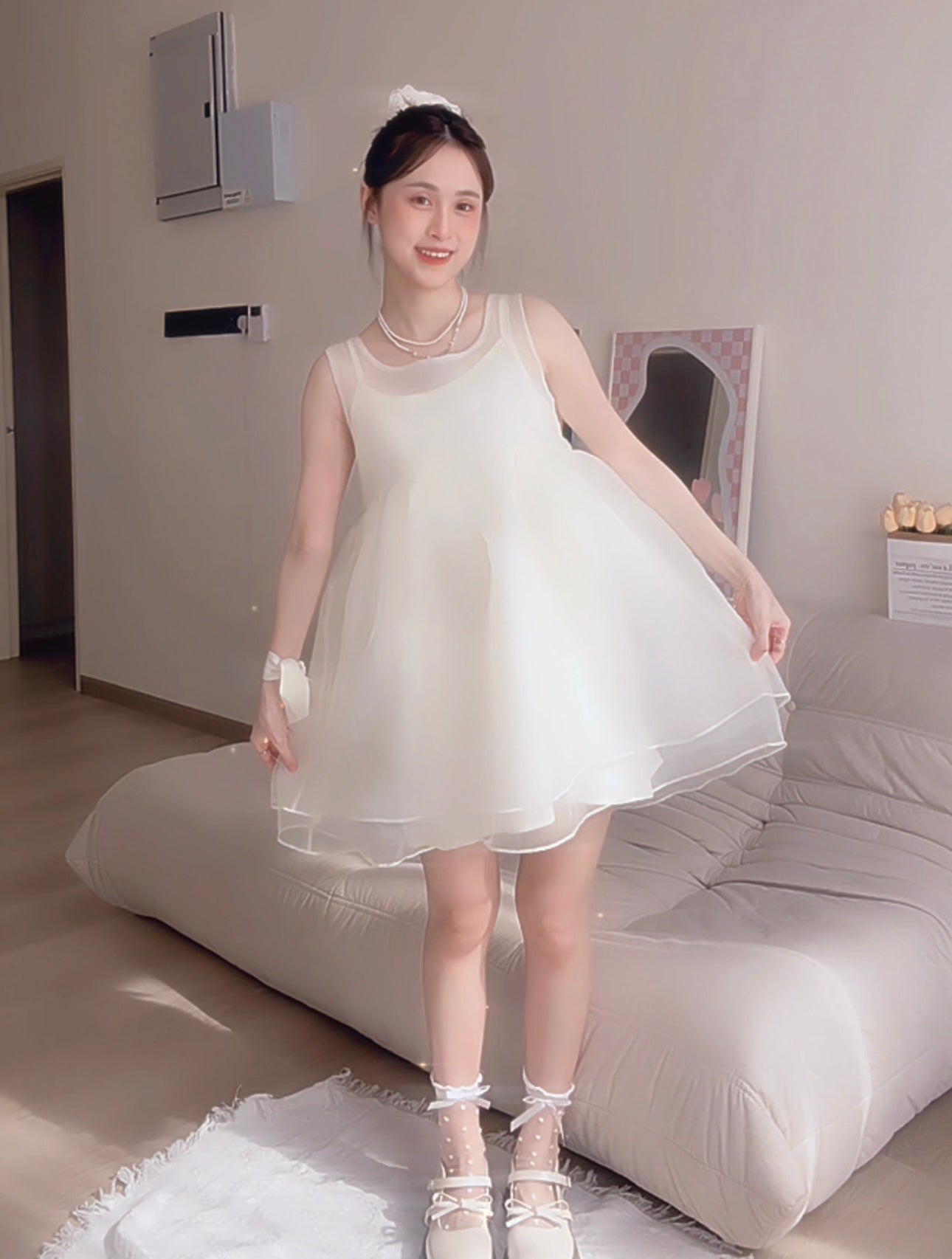 DREAMY IVORY BOW MINI DRESS- PETITEGIRLS 小个子定制款