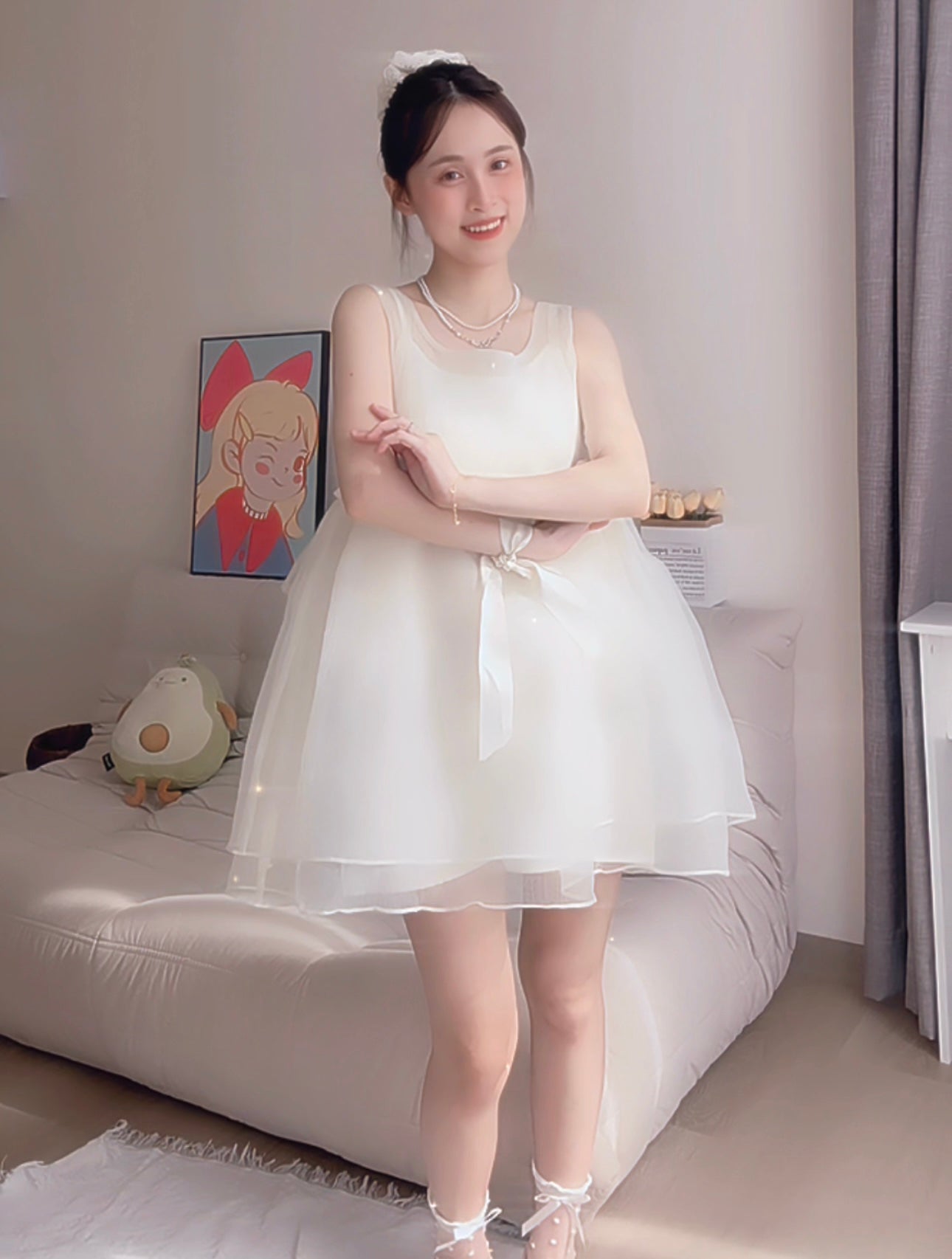 DREAMY IVORY BOW MINI DRESS- PETITEGIRLS 小个子定制款