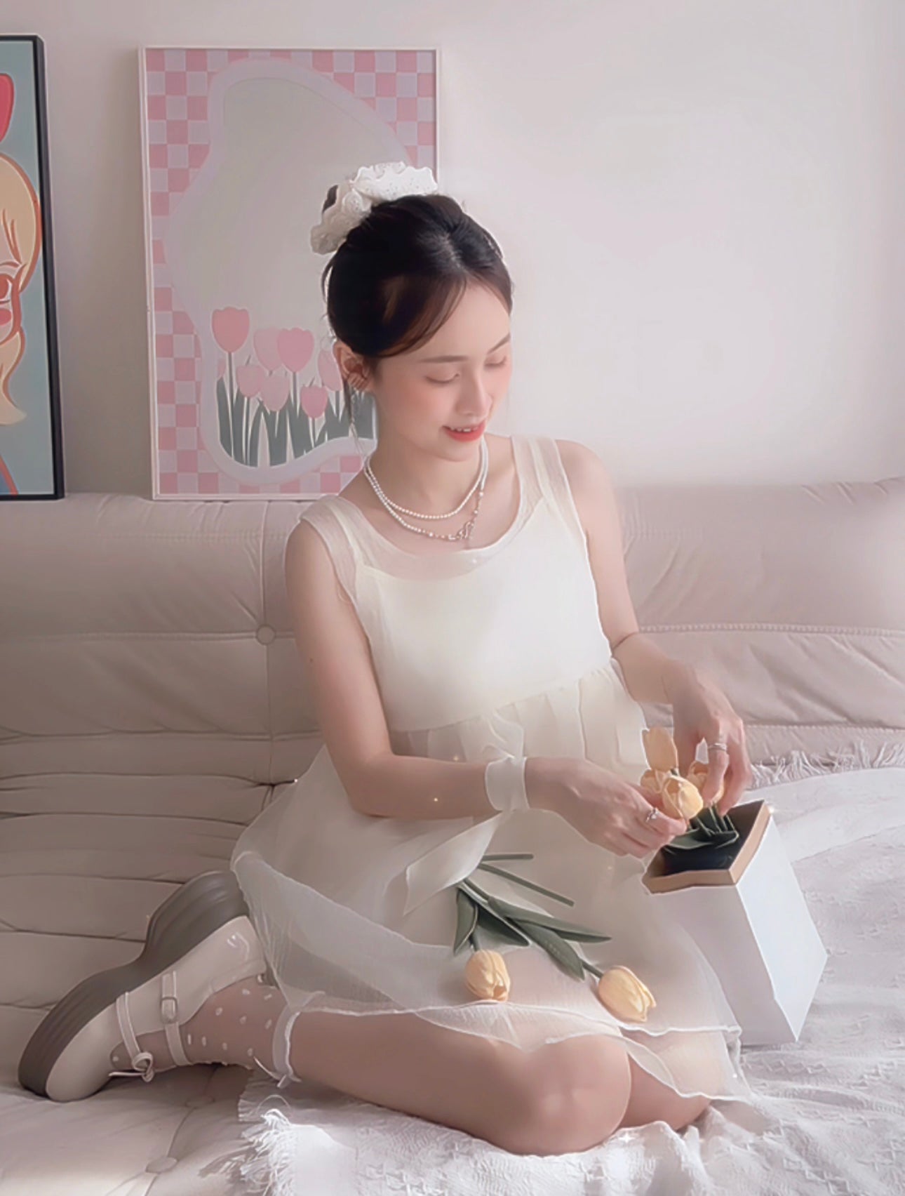 DREAMY IVORY BOW MINI DRESS- PETITEGIRLS 小个子定制款
