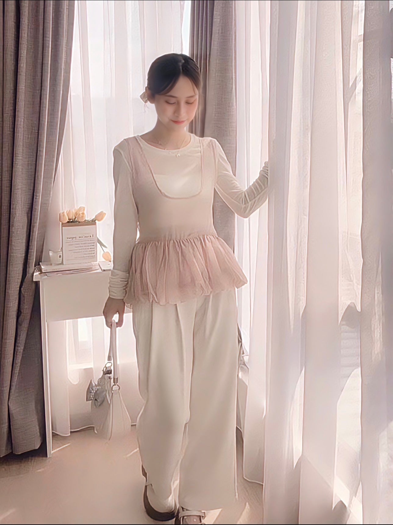MINIMALIST BEIGE SUIT PANTS - PETITEGIRLS 小个子定制款