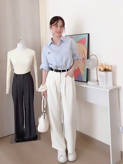 MINIMALIST BEIGE SUIT PANTS - PETITEGIRLS 小个子定制款