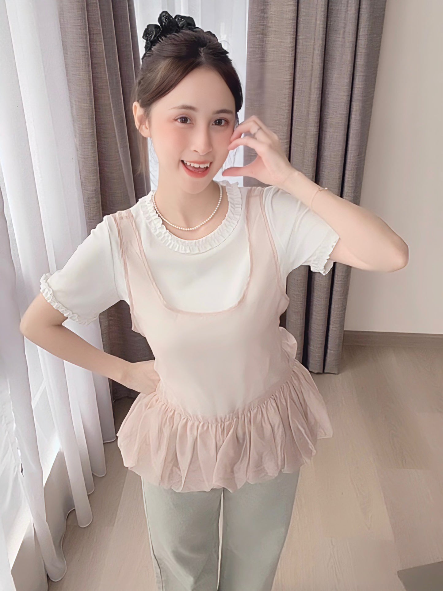 ROMANTIC BLUSH SHEER TOP