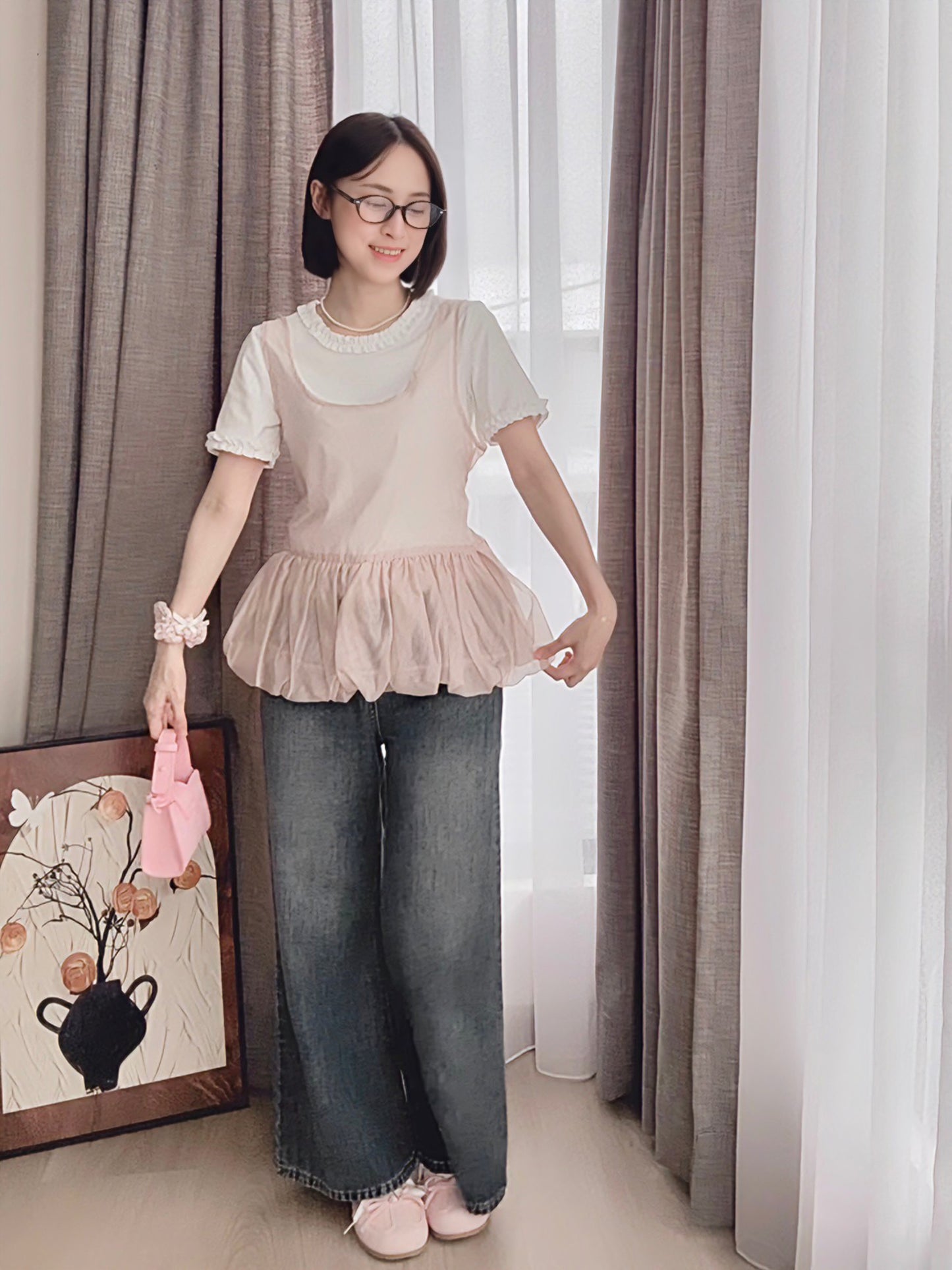 ROMANTIC BLUSH SHEER TOP