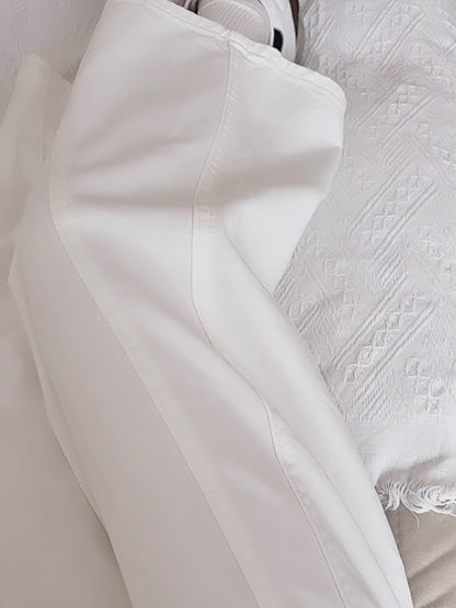 WHITE WIDE-LEG JEANS WITH CONTOUR SEAMS - PETITEGIRLS 小个子定制款