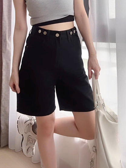 CASUAL BLACK DENIM SHORTS- PETITEGIRLS 小个子定制款