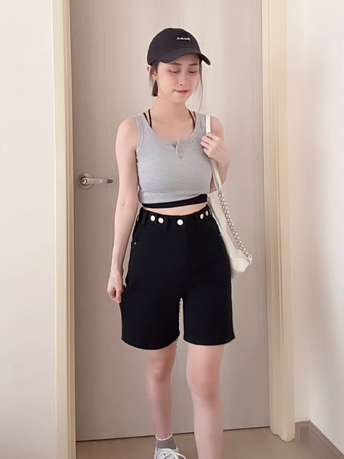 CASUAL BLACK DENIM SHORTS- PETITEGIRLS 小个子定制款