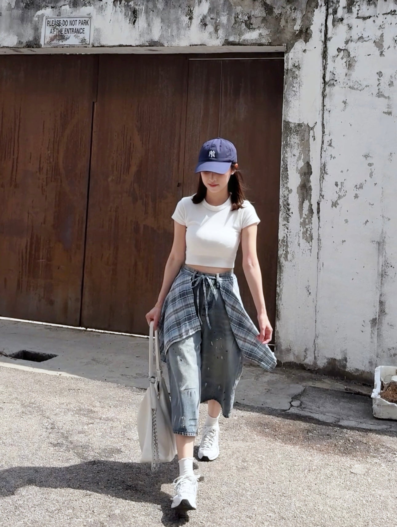 PLAID WRAP DENIM SHORTS - PETITEGIRLS 小个子定制款