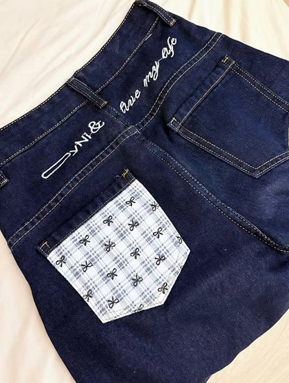 BOW PATCHWORK DENIM - PETITEGIRLS 小个子定制款