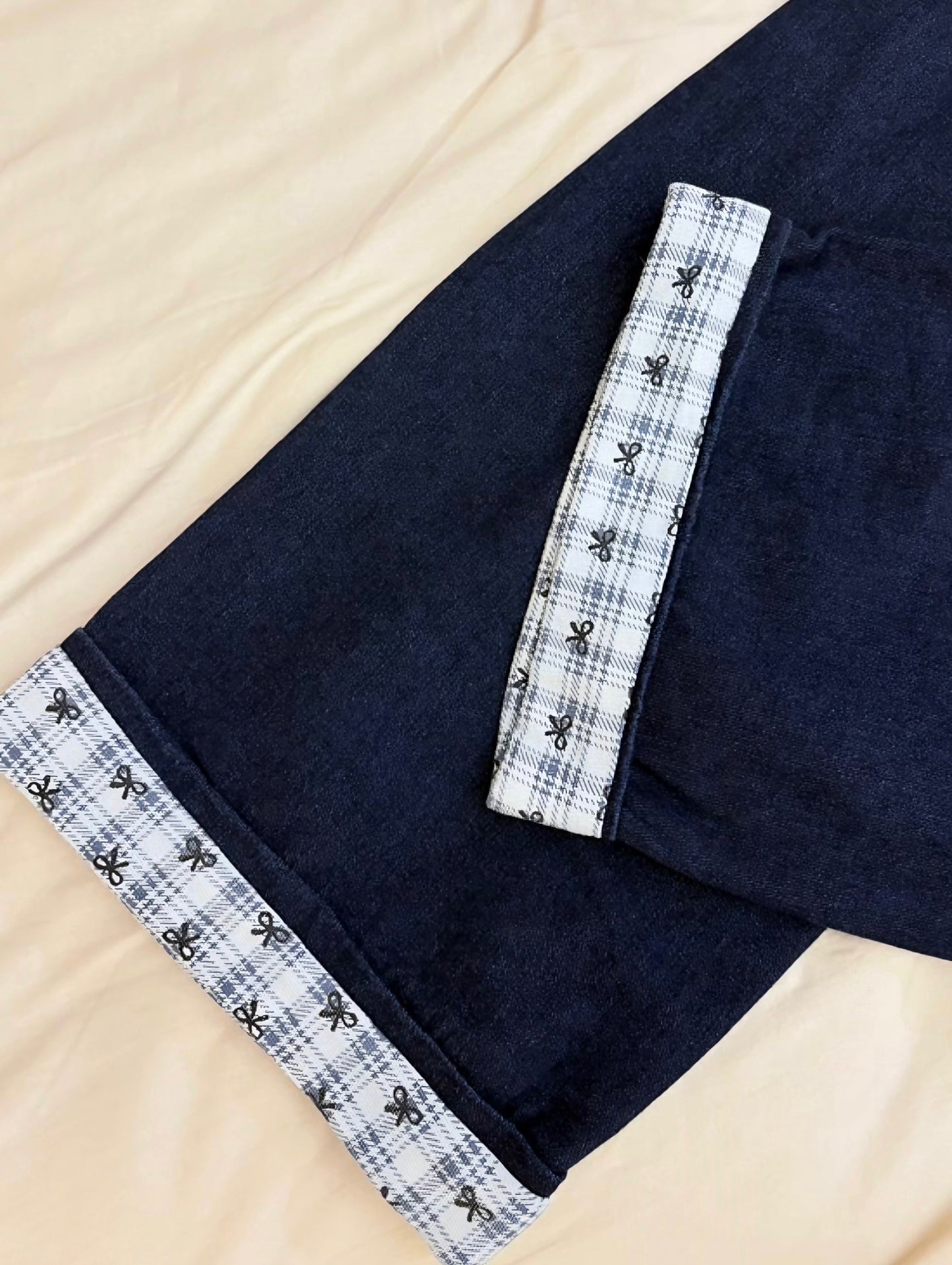 BOW PATCHWORK DENIM - PETITEGIRLS 小个子定制款